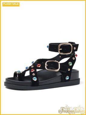 Women Platform Sandals Ankle Strap Bohemian Flats Summer Shoes